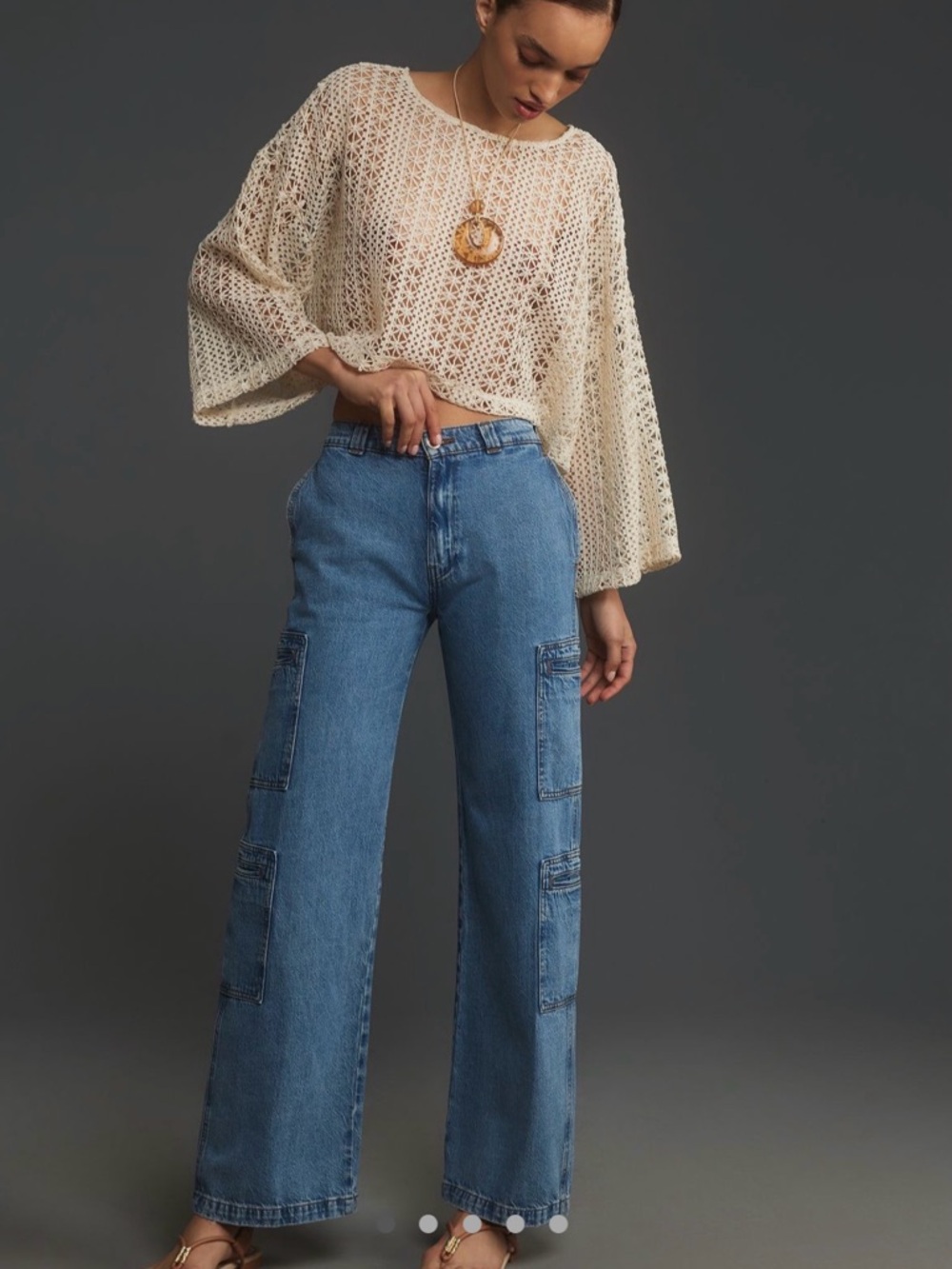 Hudson High Rise Cargo Jeans in Blue